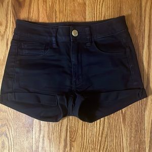 AEO Black Hi-Rise Shortie Shorts
